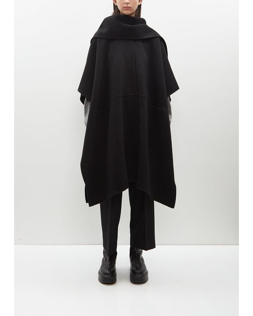 Totême Black Wool Double Scarf Coat