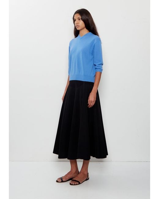 6397 Blue Elbow V-neck Cashmere Sweater