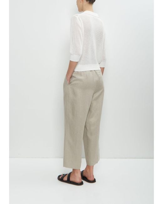 Margaret Howell White Cotton Cashmere Pointelle Polo Shirt