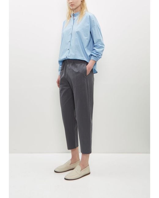 Apuntob Blue Cotton Cropped Tapered Pullon Pants