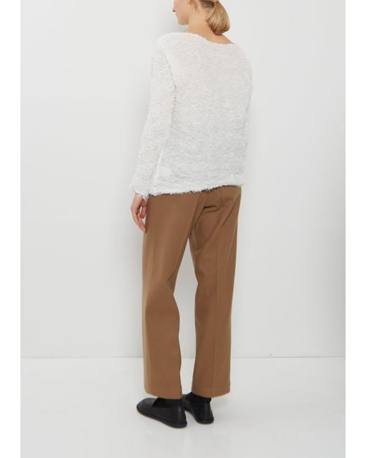 Issey Miyake White Shifted Fuzzy Pleats Sweater
