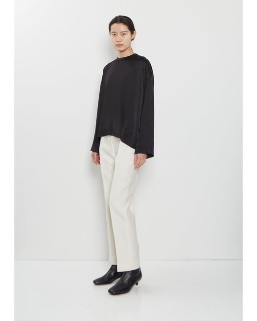 Totême White Evening Wool Silk Trousers