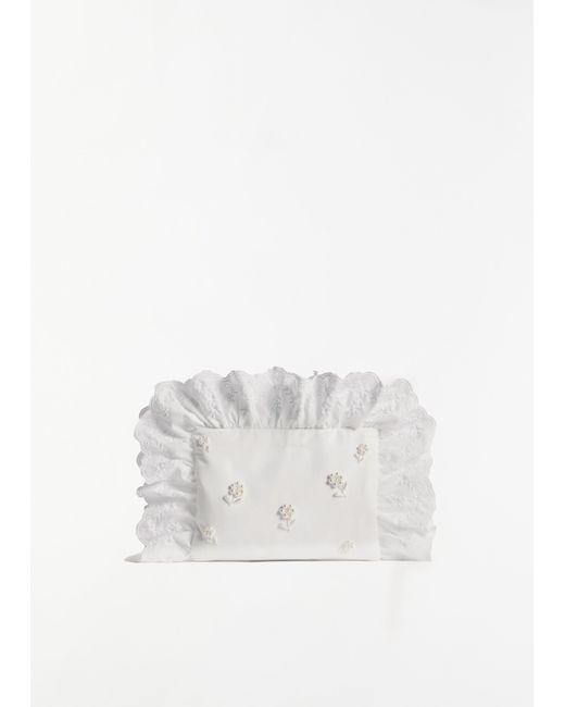 Simone Rocha White Embellished Pillowcase Clutch Bag