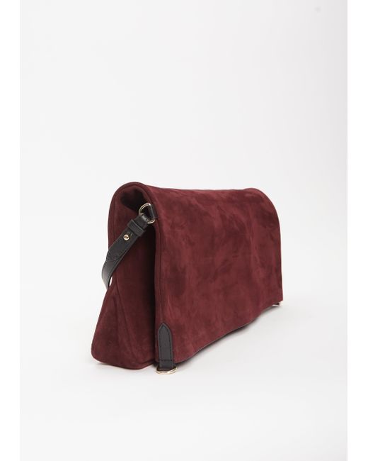 Dries Van Noten Red Suede Large Soft Bag