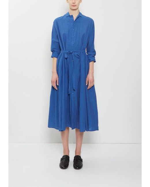 Pas De Calais Blue Organic Cotton Shirt Dress