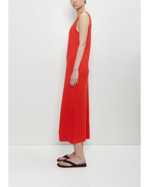 AURALEE Cotton Silk Strech Double Face Knit Dress in Red | Lyst