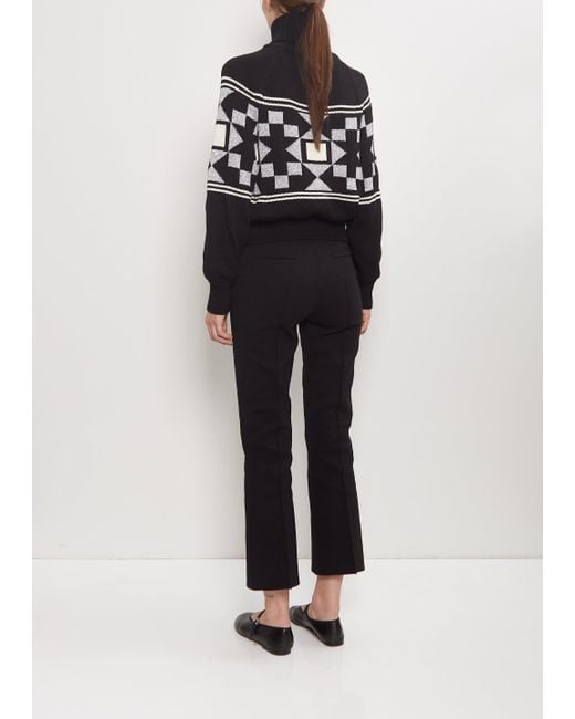 High Sport Black Cotton Lara Fairisle Turtleneck Sweater