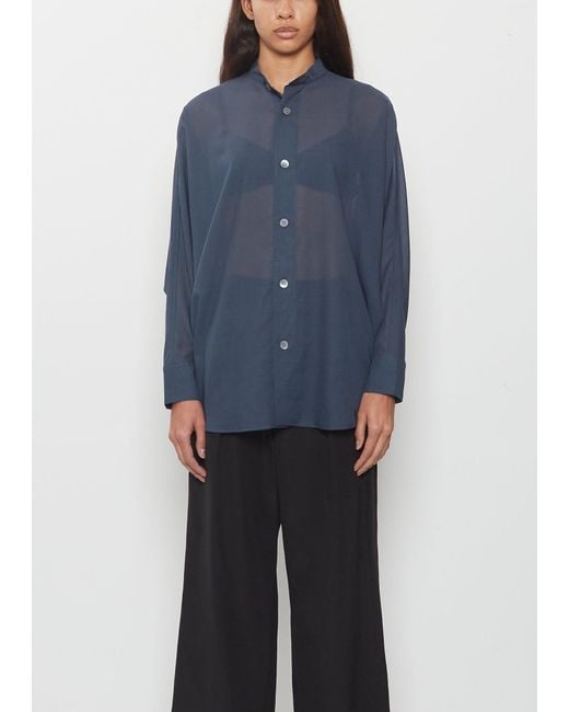 Issey Miyake Blue Sheer Wool Dolman Sleeve Shirt