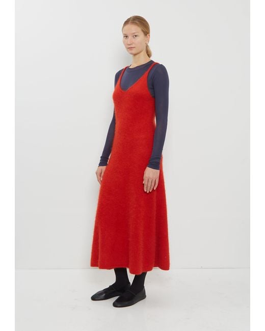 Auralee Red Alpaca Knit Dress