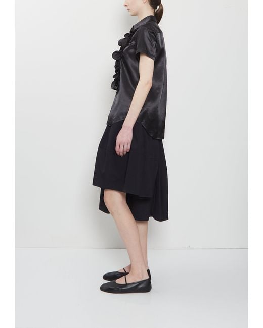 Comme des Garçons Black Rosette Taffeta Short Sleeve Blouse