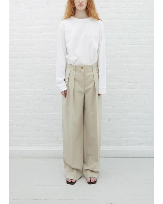 大人気【The Row】Igor high-rise wide-leg pants コットン製 Igor high-rise wide-leg pants in black - The Row | Mytheresa