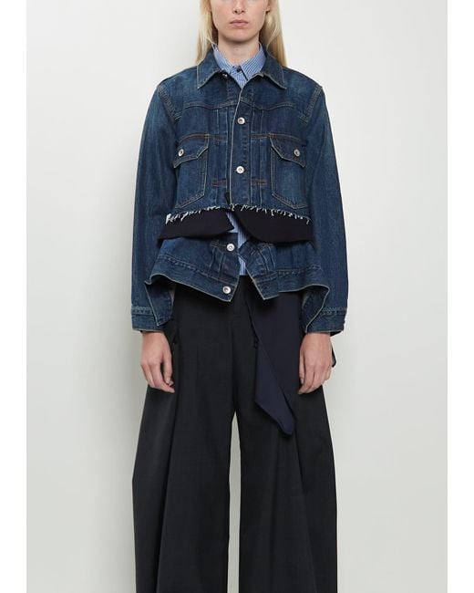 Sacai Denim X Wool Melton Jacket in Blue | Lyst