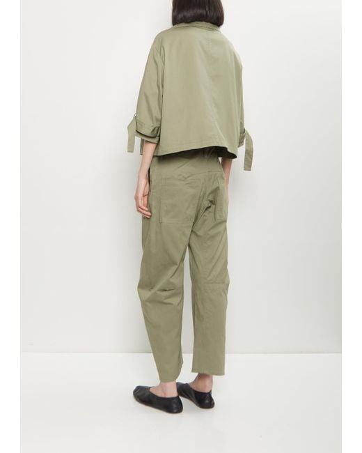 Y's Yohji Yamamoto Green Cotton Wide Collar Cropped Jacket