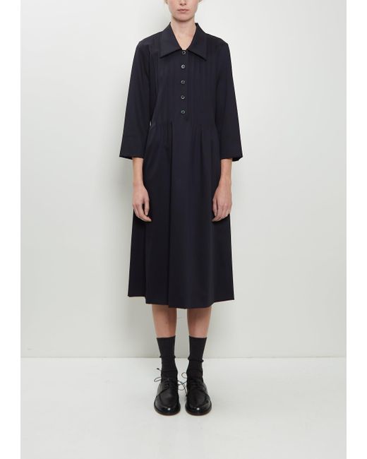 Margaret Howell Blue Back Tie Wool Dress