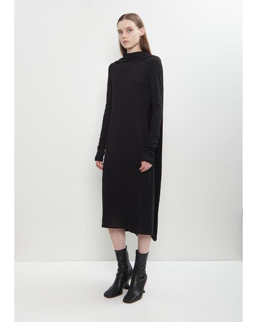 Totême Black Viscose Jersey Cocoon Cape Dress