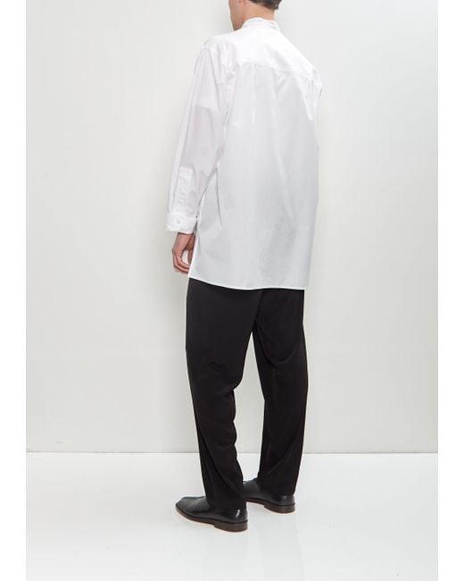 Yohji Yamamoto White Chain Stitch No Collar Shirt
