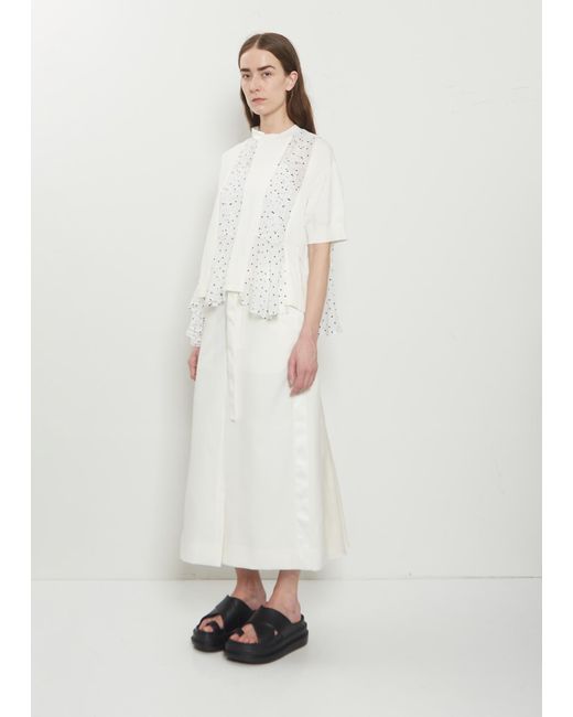Sacai White Polka Dot Paneled Cotton Top