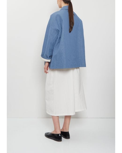 Apuntob Blue Dense Cotton Linen Mac Jacket