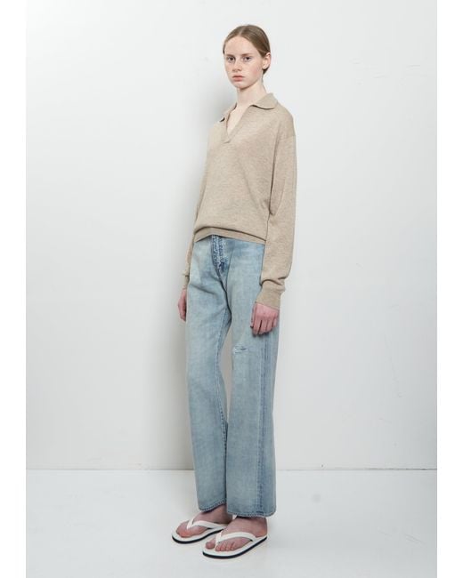 Auralee Blue Faded Selvedge Light Denim Pants