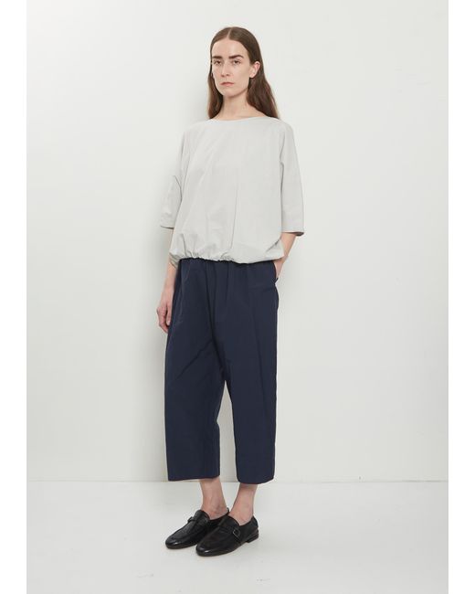 Apuntob Blue Technical Poplin Cropped Wide Pant