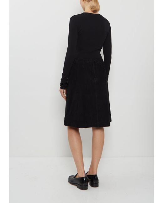 Totême  Black Suede A-line Skirt