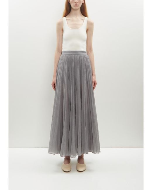 Totême  Gray Organic Cotton Crinkled Plissé Skirt