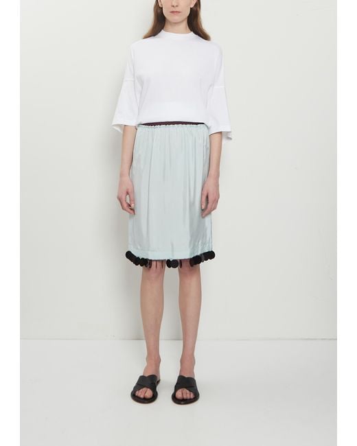 Plan C White Fluid Twill Midi Skirt
