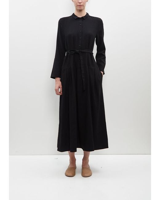 Apuntob Black Linen And Cashmere Wool Dress