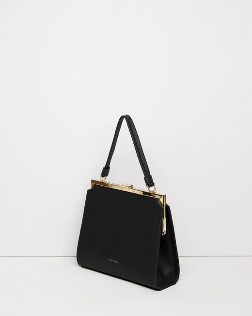 Mansur Gavriel Elegant Leather Top Handle Bag in Black Lyst