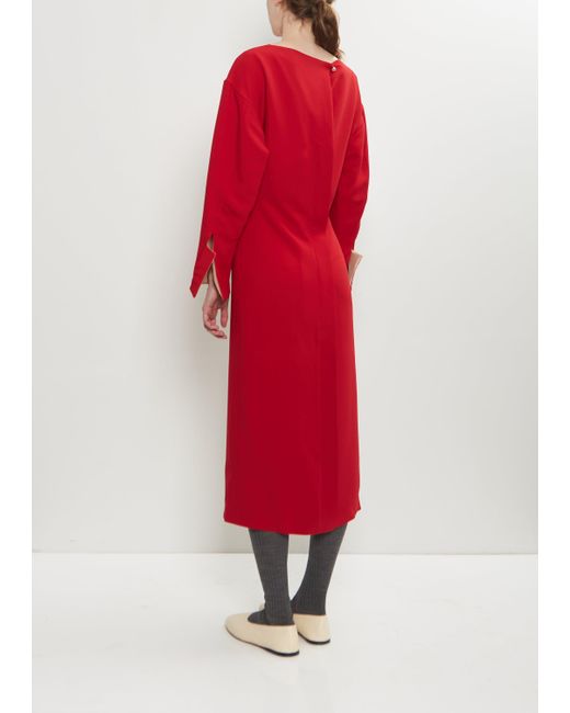 carven red dress CARVEN Structured Technical Cady Dress Carven