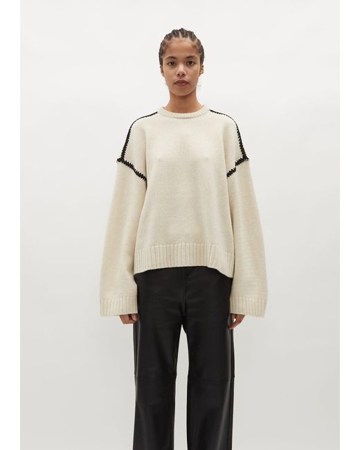 Totême  Natural Embroidered Wool Cashmere Knit