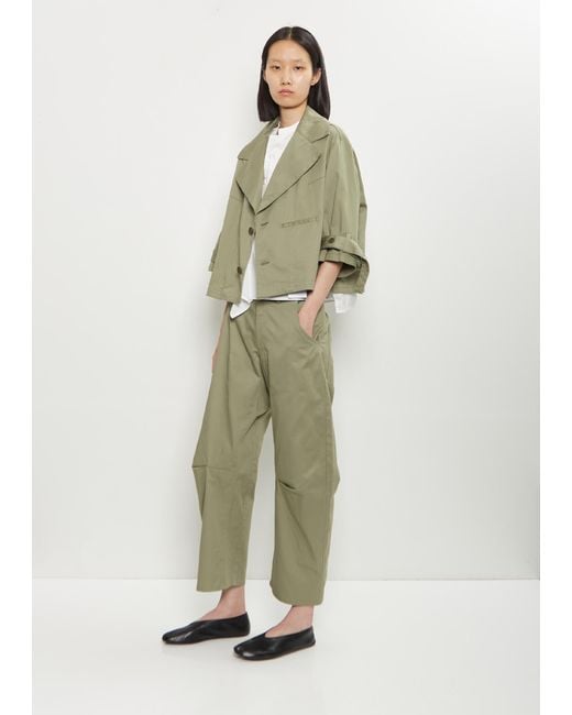 Y's Yohji Yamamoto Green Cotton Wide Collar Cropped Jacket