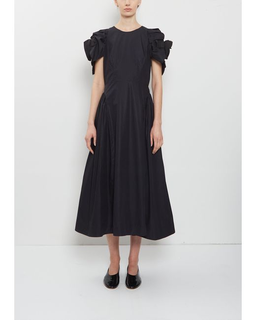 Simone Rocha Blue Rose Puff Sleeve Cotton Dress