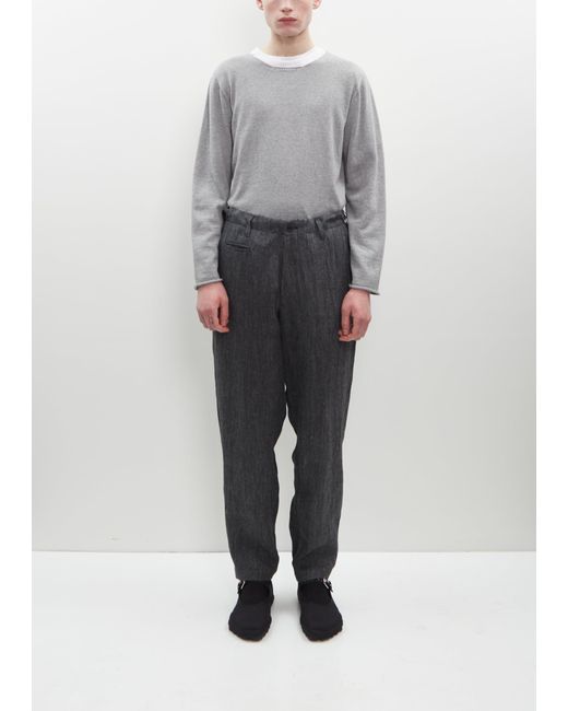 Yohji Yamamoto Gray Linen Flat Front Trouser