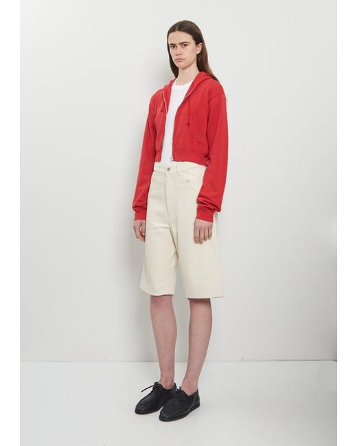 Auralee Natural Silk Denim Wide Shorts