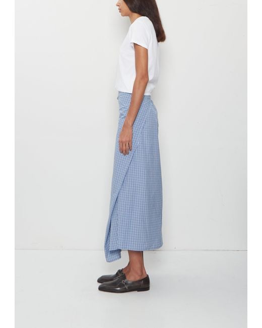 6397 Blue Draped Wrap Cotton Skirt