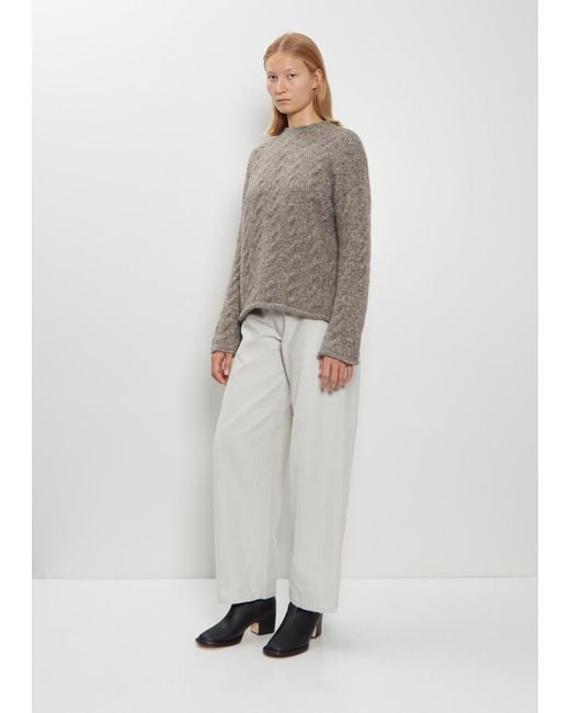 Lauren Manoogian Gray Alpaca Wool Cable Crewneck Sweater
