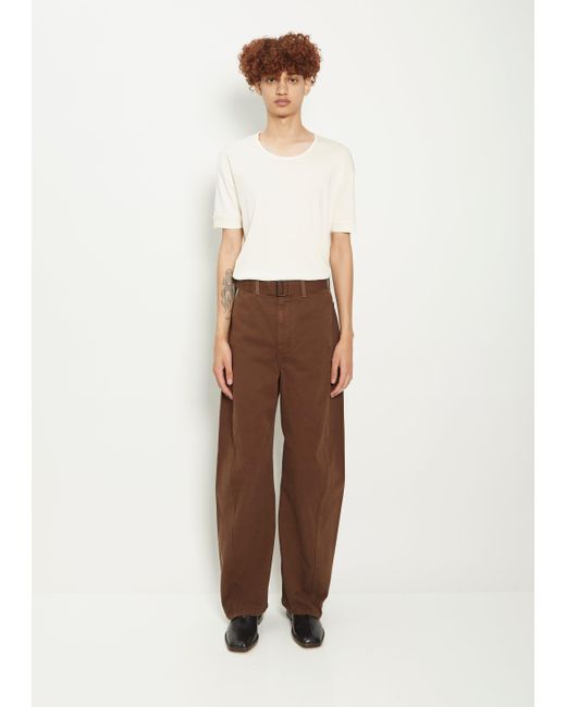 Lemaire Unisex Twisted Belted Cotton Pants - Dark Brown