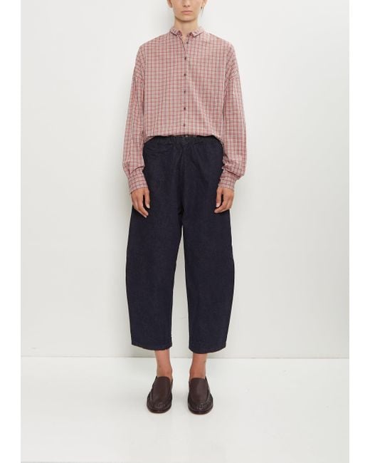 Apuntob Blue Japanese Denim Curved Pull On Pant