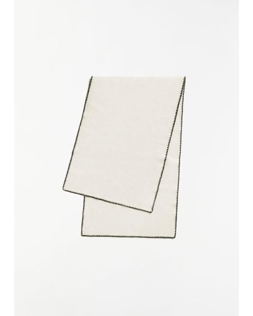 Totême  White Embroidered Wool Cashmere Scarf