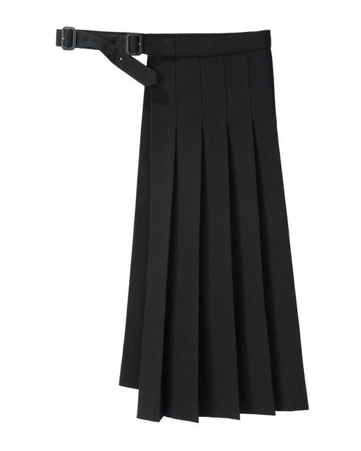 Yohji Yamamoto Black Pleated Wrap Skirt