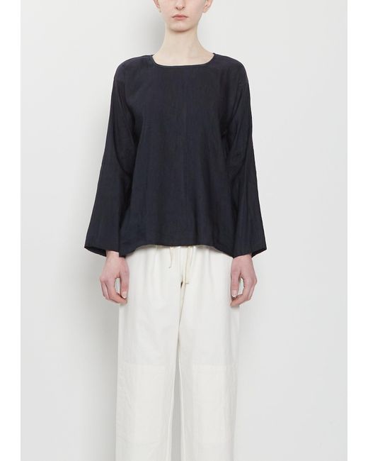 Dosa Black Silk Linen Tunisian Top