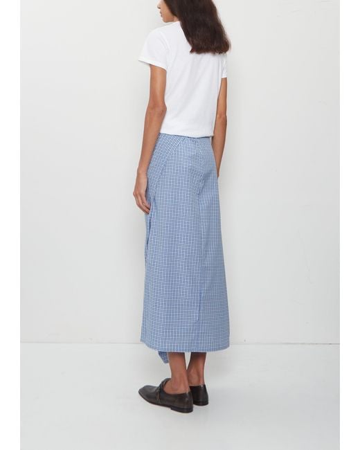 6397 Blue Draped Wrap Cotton Skirt