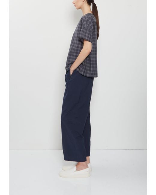 Apuntob Blue Short Sleeve Cotton Silk Top