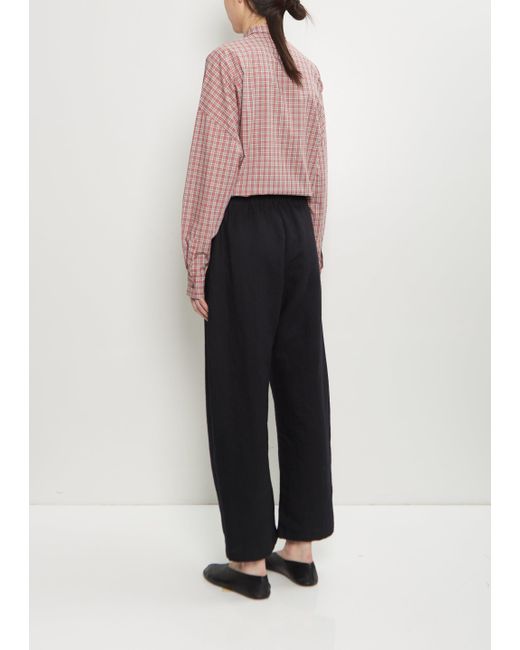 Apuntob Black Linen Wool Wide Pull On Pant