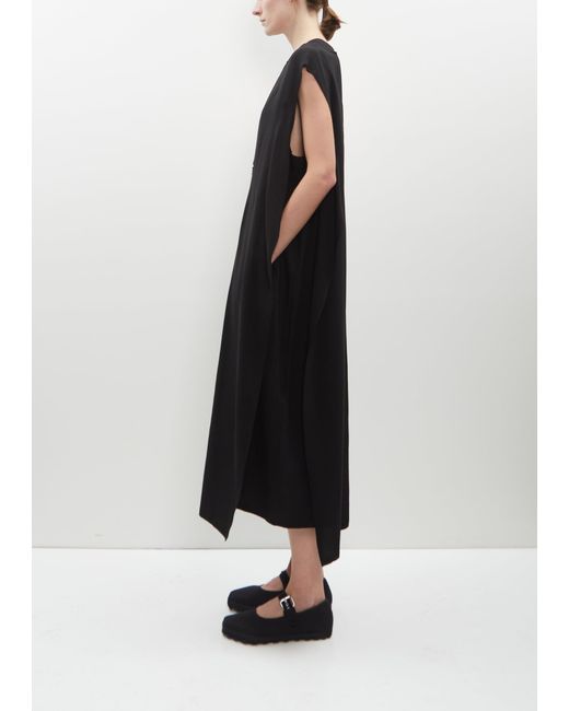 Y's Yohji Yamamoto Black Viscose-cupro Left Slit Dress