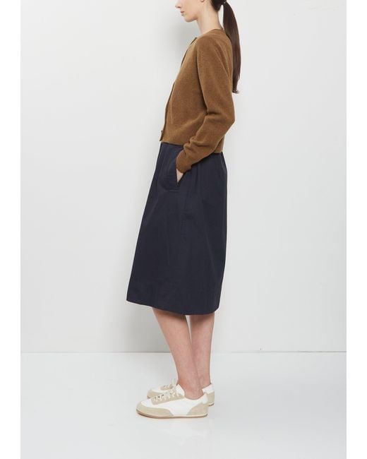 Margaret Howell Blue Cropped Merino Wool Cashmere Cardigan
