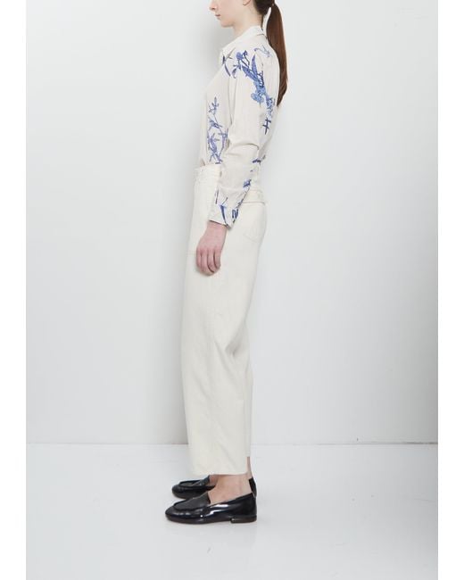 Pas De Calais White Natural Denim Baker Pants