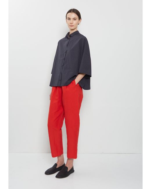 Apuntob Red Three-quarter Sleeves Cotton Shirt