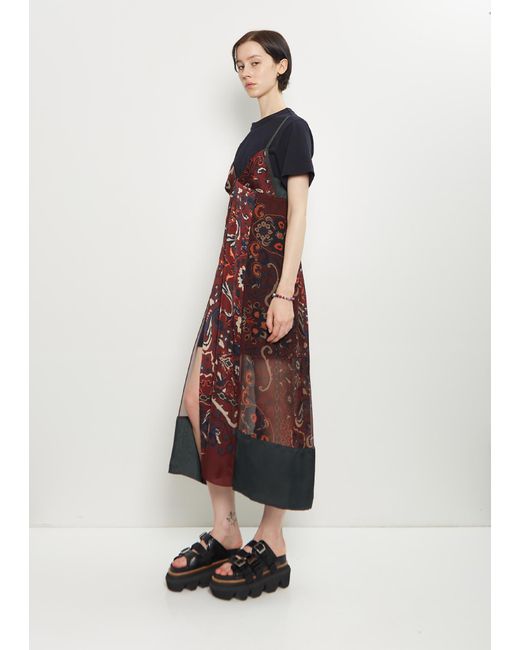 Sacai White Floral Print Voile Dress